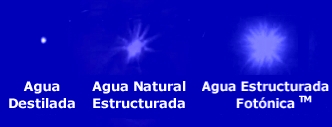 Imagen. El agua fot�nica estructurada comparada con el agua destilada y el agua de manantial natural de buena calidad